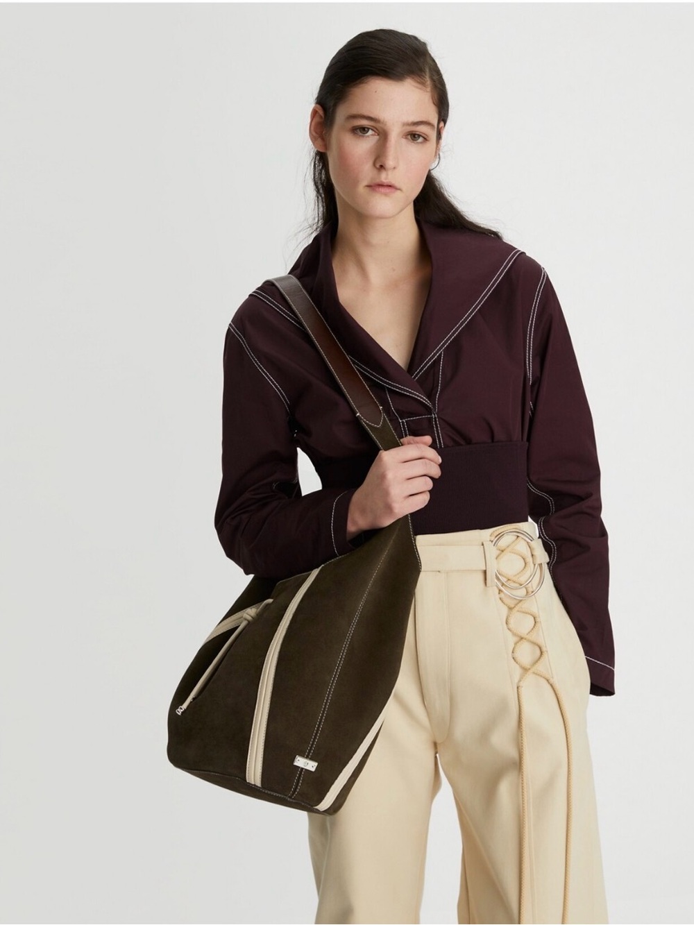 Tory Burch Cotton Poplin Top in Evening Plum